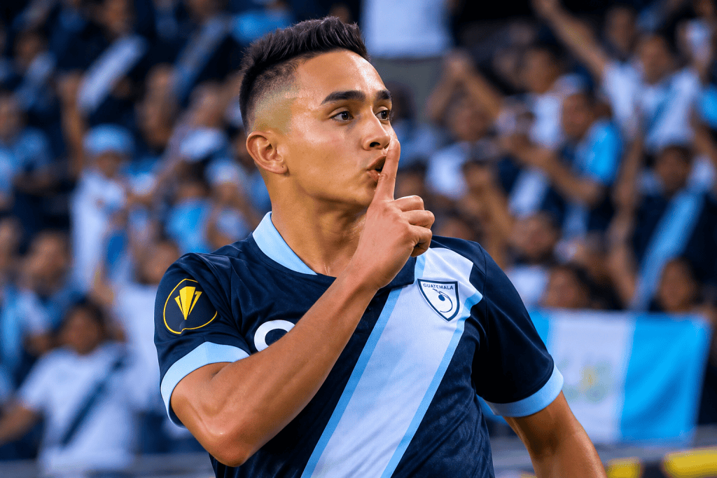 Óscar Santis celebra con la Selección de Guatemala